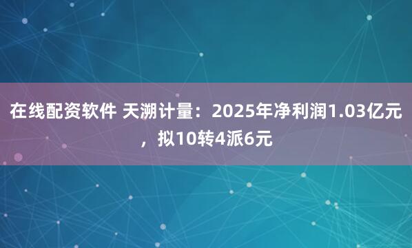 在线配资软件 天溯计量：2025年净利润1.03亿元，拟10转4派6元